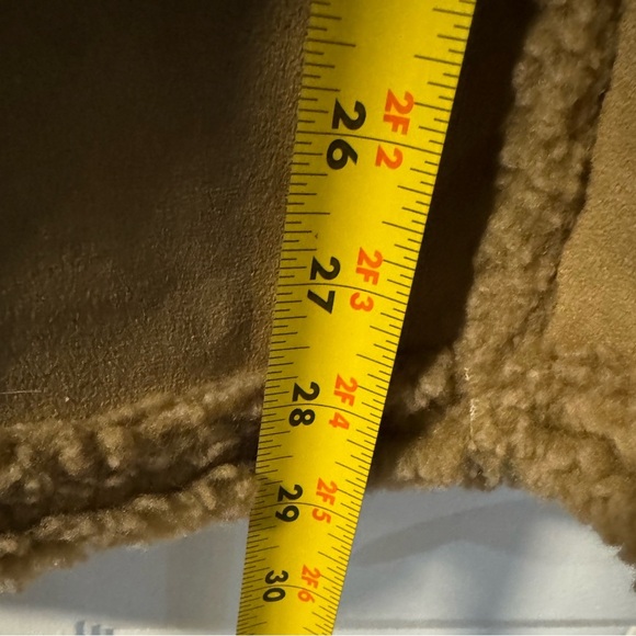 LL Bean Suede Sherpa Lined Hooded Toggle Coat VTG Boho Rancher Penny Lane Indie - Picture 6 of 15